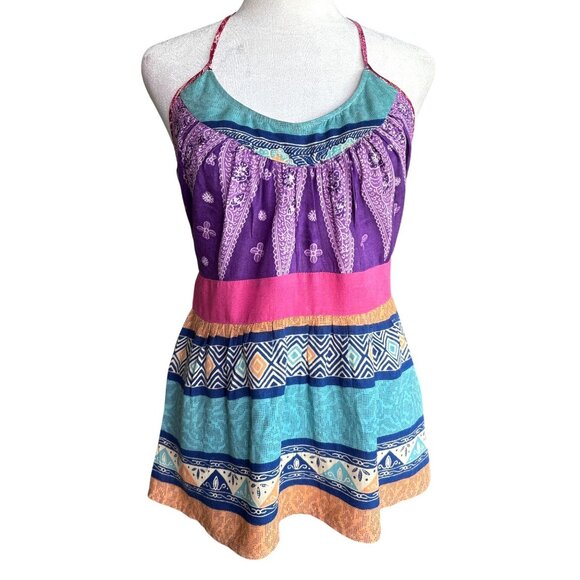Zimmerman Halter Top‎ Blouse Size 2 Boho Tie Back Brights Festival Zip Back - Picture 1 of 8